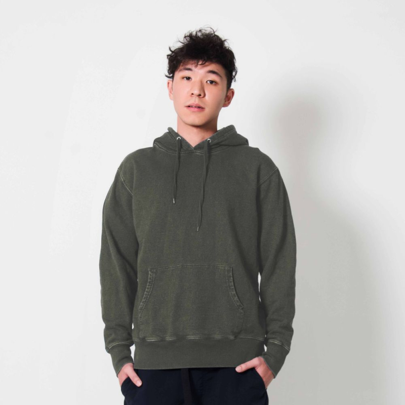 AG重磅落肩無刷毛連帽T